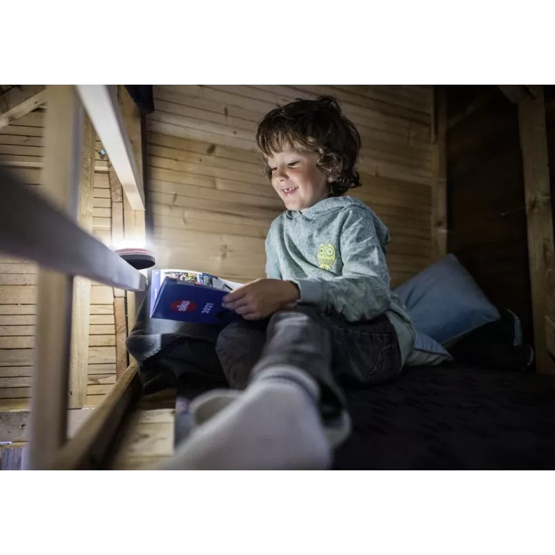Luz de acampamento Led Lenser KIDCAMP6 roxa, com LEDs coloridos