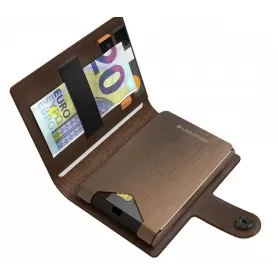 Lite Wallet Plus com lanterna + porta-cartões + carregamento sem fio de 150 lm, castanho