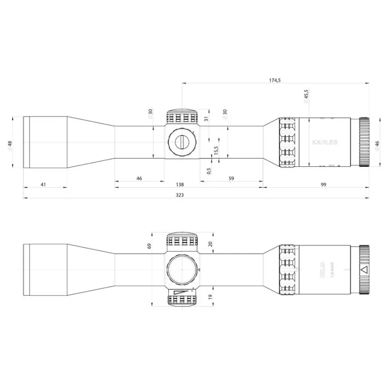 Escopo KAHLES Helia - 1.6-8x42i 4 pontos
