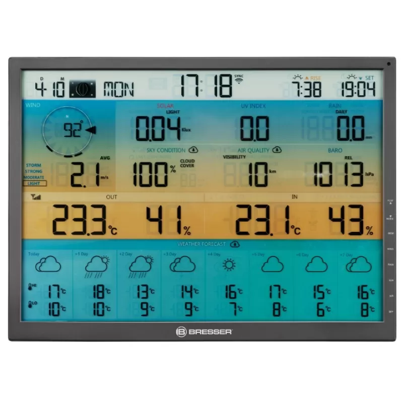 Estação meteorológica BRESSER 4CAST XL 7 em 1 para 8 dias com sensor solar