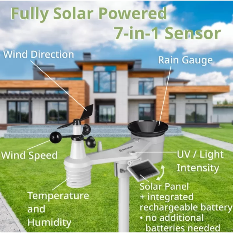 Estação meteorológica BRESSER 4CAST XL 7 em 1 para 8 dias com sensor solar