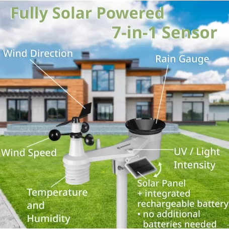 Estação meteorológica BRESSER 4CAST XL 7 em 1 para 8 dias com sensor solar