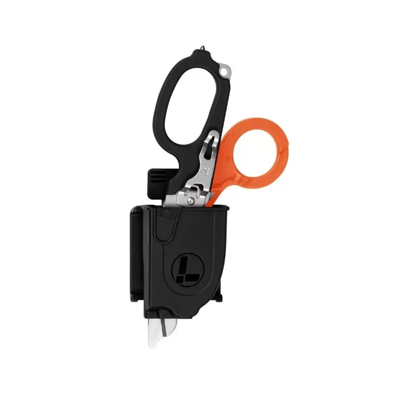 Tesoura de resgate Leatherman Raptor, laranja e preta, bainha de plástico utilitária, caixa de papelão