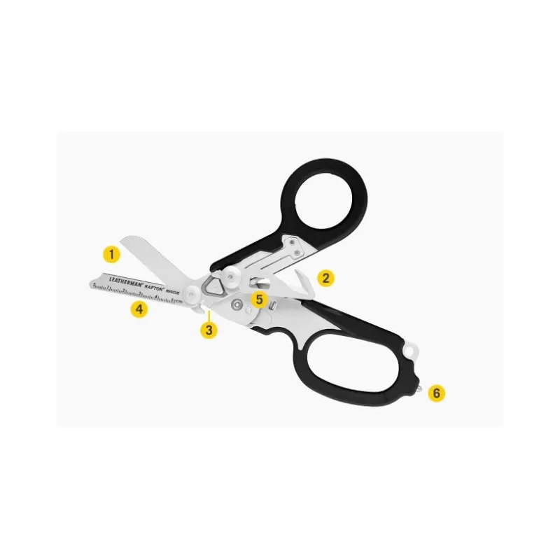 Tesoura de resgate Leatherman Raptor, laranja e preta, bainha de plástico utilitária, caixa de papelão